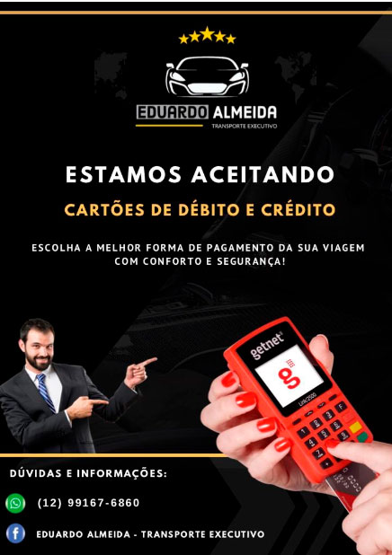 Eduardo Almeida - Transporte Executivo em Ilhabela aceita cartão