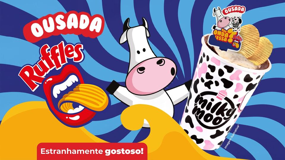 Sabor especial de agosto na Milky Moo - Ousada - Milk shake de baunilha, creme de avelã e Ruffles