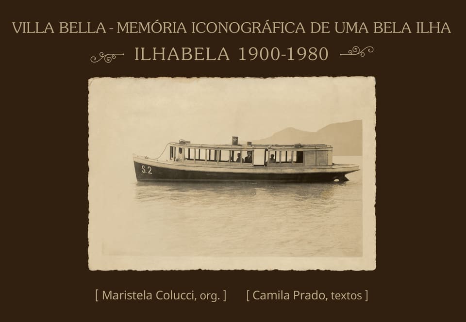 Na capa do livro, a primeira lanchinha a fazer a travessia do canal de São Sebastião, 1945